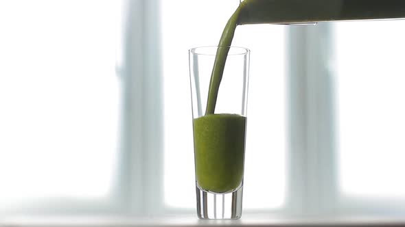 Celery Fresh Juice Poured Into Glass