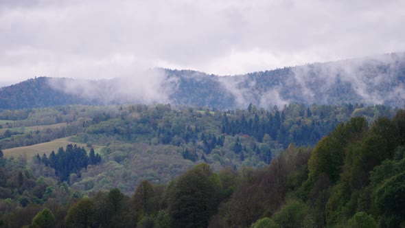 autumn mountains with clouds