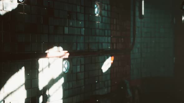 Abantoned Old Public Toilet with Bright Lights alt