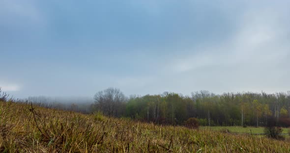 Mountain Meadow Timelapse at the Autumn Sunrise Time