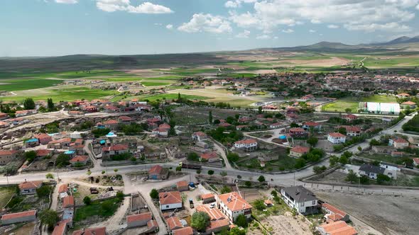 Small farming village in Turkey aerial view 4 K
