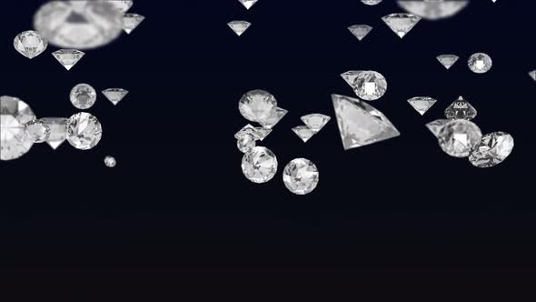 Diamonds are falling on black screen