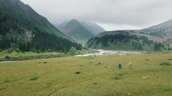 Aerial Landscape of Mountain Valley in Kazakhstan