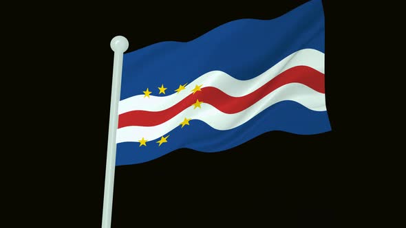 Flag Of Cape Verde Flag Flying Wavy Animated Black Background