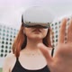 A woman using augmented reality glasses in the city - VideoHive Item for Sale