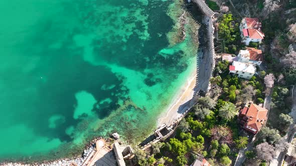 Alanya Castle Alanya Kalesi Aerial View 4K