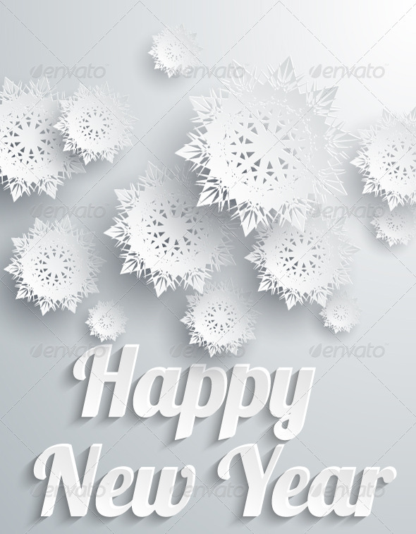Happy New Year Background with Snowflakes
