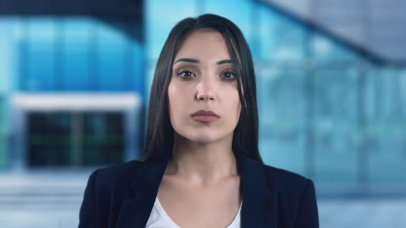 Serious Young Woman Business Leader in Suit Looking at Camera, Confident Strict Female Manager, Boss