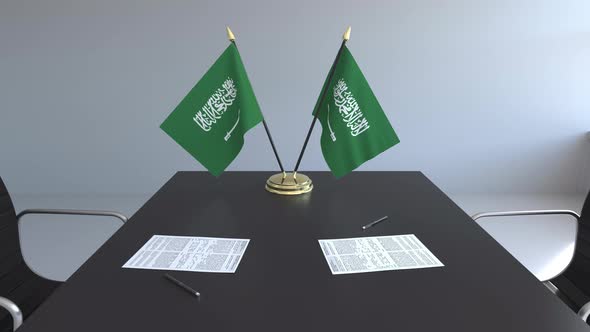 Flags of Saudi Arabia and Papers