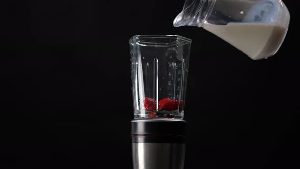 Pouring Milk into a Blender