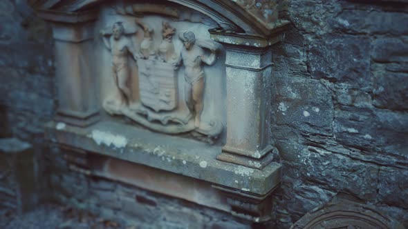 Old Christian Church Made of Stone Bricks with a Ruined Wall alt