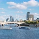 View along the River Thames over Waterloo Bridge to the City of London - VideoHive Item for Sale