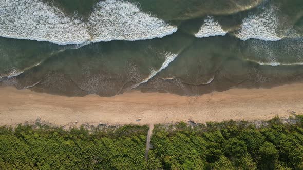 Still aerial footage of playa Grande in Guanacaste province. Lonely person walking along the heavenl