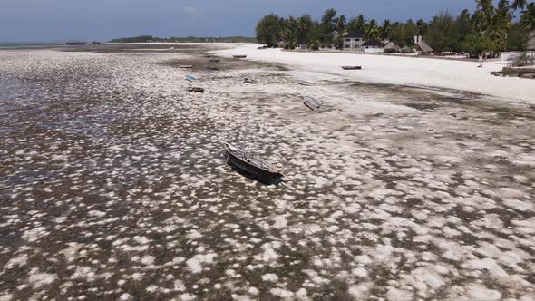 Ocean Low Tide Near the Coast of Zanzibar Island Tanzania