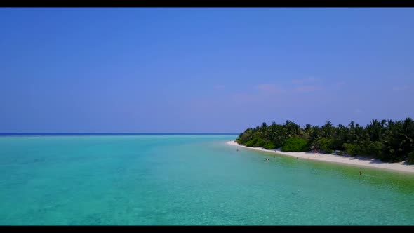 Aerial top down texture of relaxing coastline beach voyage by blue ocean with white sandy background