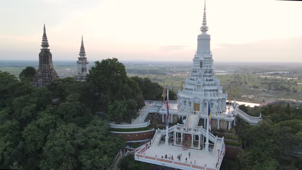 Aerial view of Oudong mountain, a holy site, Cambodia.