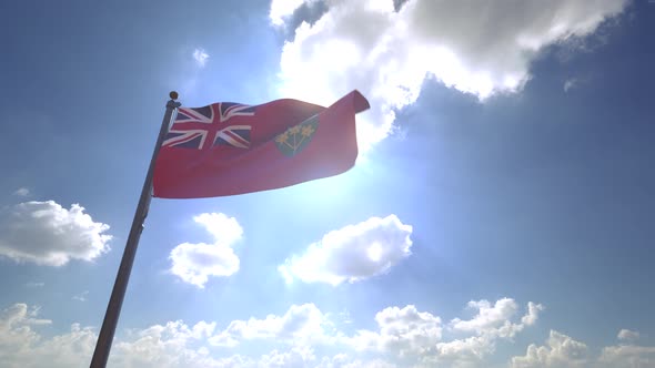 Ontario Flag on a Flagpole V4 - 4K