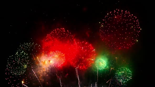 Colorful Firework display at night on sky background