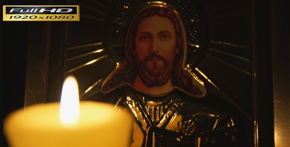 Jesus Christ Icon and Candle | 2 Full HD Videos