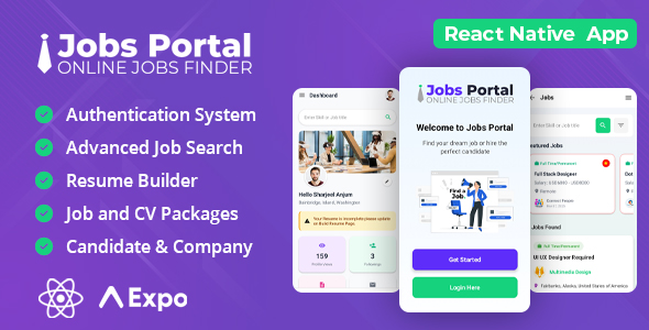 JobsPortal - React Native App For Candiates and Employers