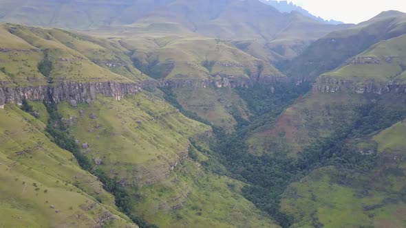 Aerial pan from mountain range 