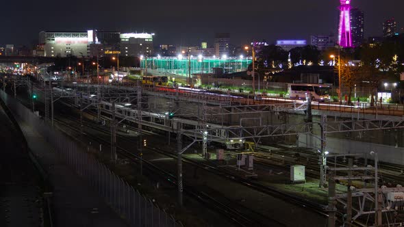 Osaka Cityscape Railway Service Japan Timelapse