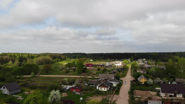 Flying Over Country Side Green Nature Landscape Aerial Drone