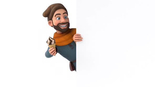 Fun 3D cartoon medieval man with alpha