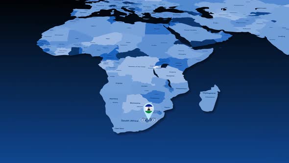 Lesotho Location Tracking Animation On Earth Map