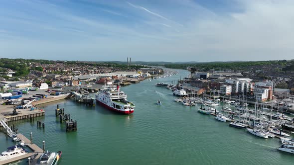 Cowes and East Cowes Town on the Isle of Wight Aerial View