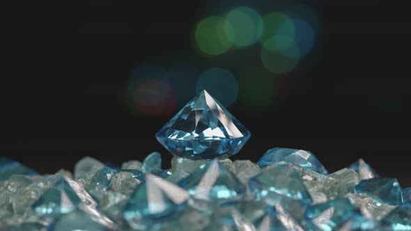 Aquamarine Blue Diamond On The Raw Stone