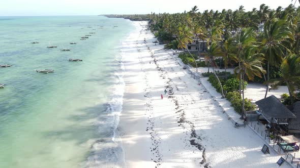 Coastal Landscape of Zanzibar Tanzania  Boats Near the Shore