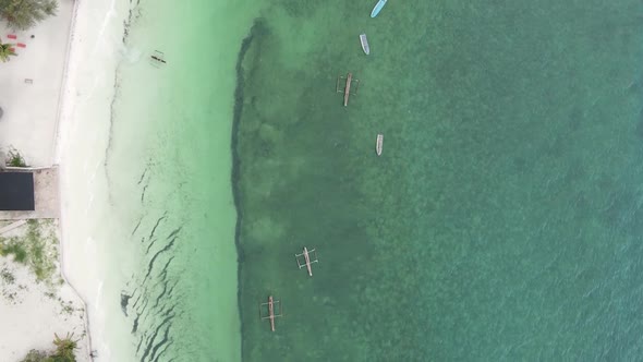 Zanzibar Tanzania  Vertical Video of the Ocean Near the Coast Slow Motion