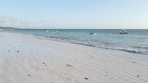 Boats in the Ocean Near the Coast of Zanzibar Tanzania Slow Motion