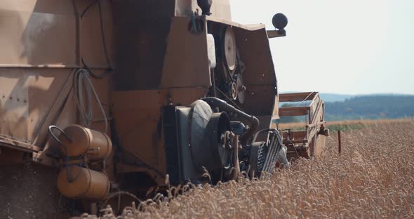 Mechanism of an Old Rust Combine Harvester