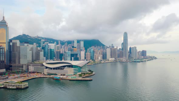 Victoria Harbour in Hong Kong. hyper lapse in hong kong city.