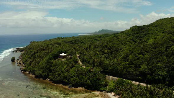 The Coast of Siargao Island, Blue Ocean and Waves