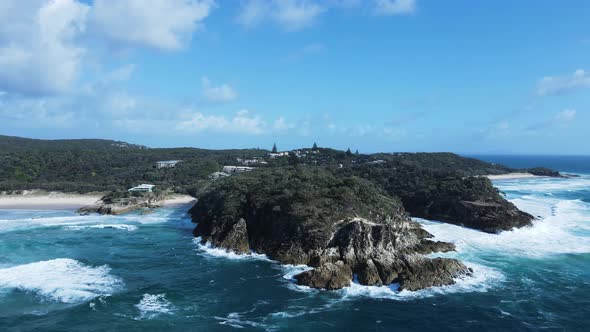 Drone view of Point Lookout at North Stradbroke Island Queensland Australia