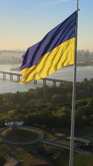 Vertical Video National Flag of Ukraine By Day