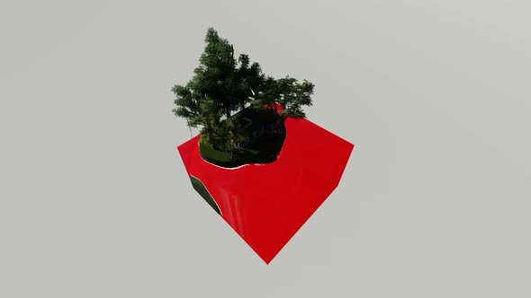 Isometric red sea by the forest
