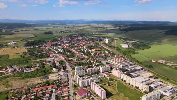 Aerial view of the town of Tornala in Slovakia