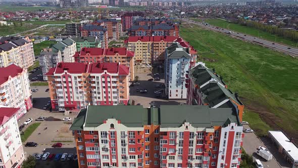 Krasnodar. German village. The best areas of the city. Roofs of European houses.