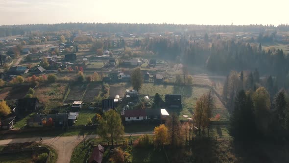 Flying Over a Russian Village on a Drone