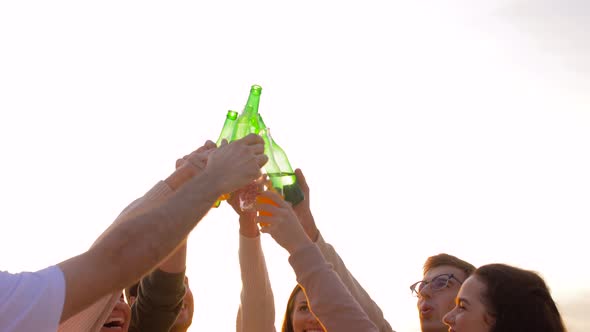 Friends Toasting Non Alcoholic Drinks on Beach