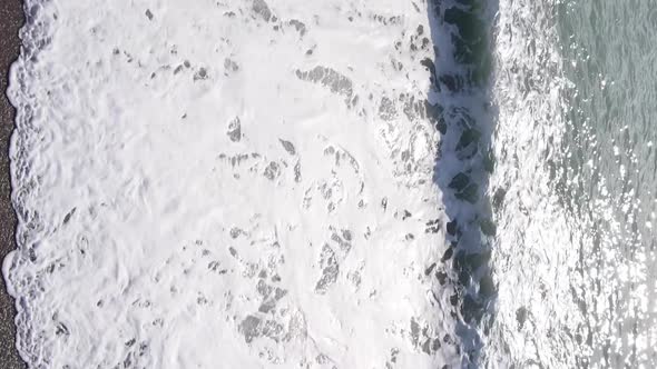 Vertical Video Sea Near the Coast  Closeup of the Coastal Seascape