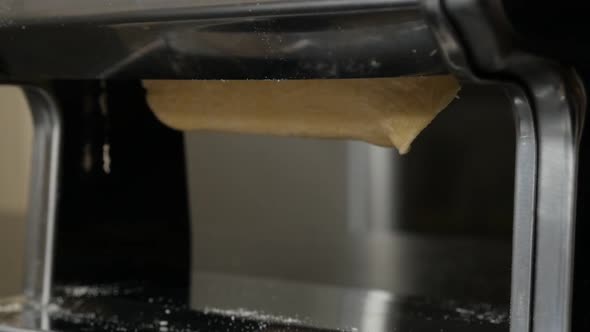 Italian lasagna making from dough slow-mo  1920X1080 HD footage - Slow motion manual pasta machine i