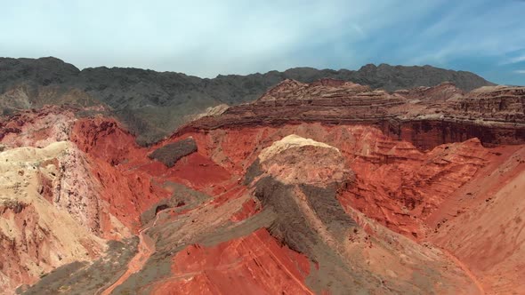 Quebrada De Las Flechas, Argentina. Red Rocks in Southern Andes. Aerial Shot