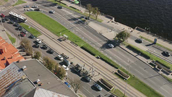 Car Traffic in Old Town Riga, Latvia