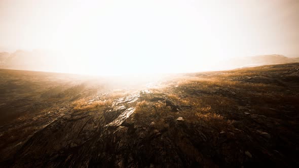 Nepal Mountains in Fog at Summer