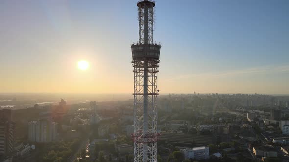 TV Tower in the Morning at Dawn in Kyiv, Ukraine